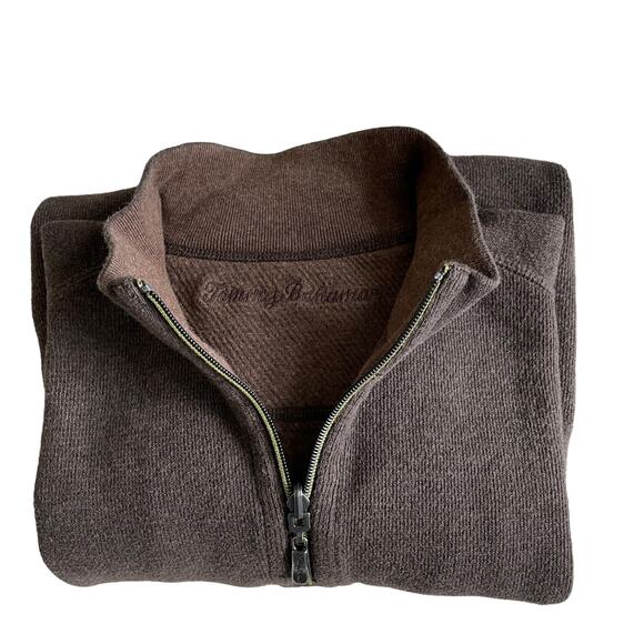 TOMMY BAHAMA Men's 1/4-Zip Long Sleeve Pullover Sweater Cotton Brown Size XL - Picture 3 of 12